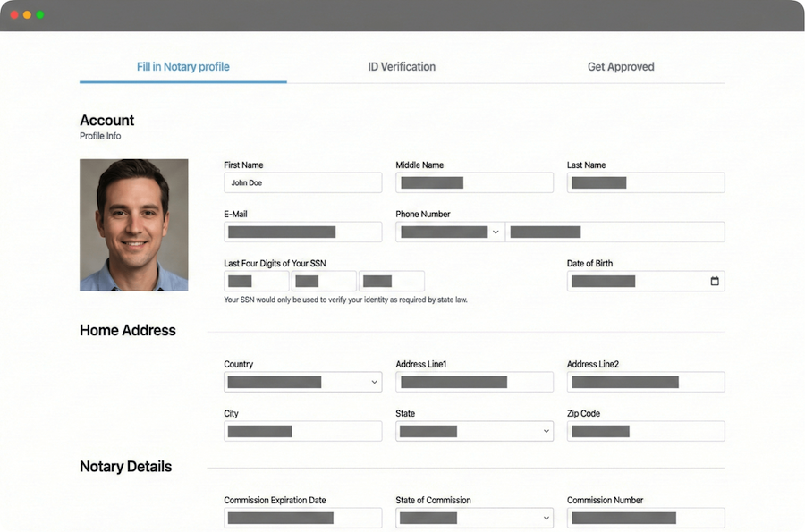 Electronic notarization with notary seal and stamp