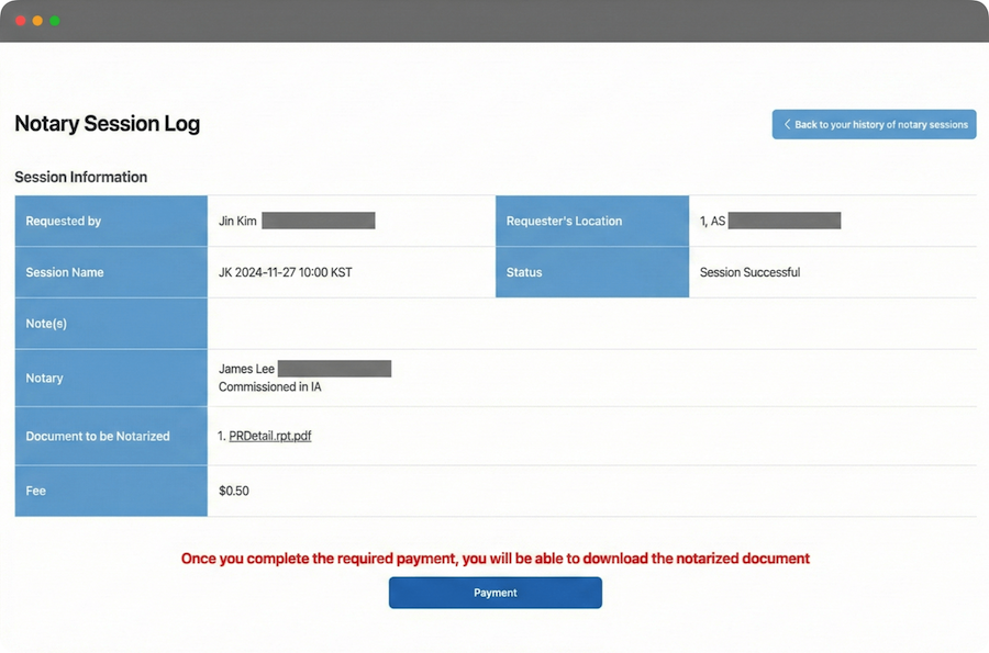 Electronic notarization with notary seal and stamp