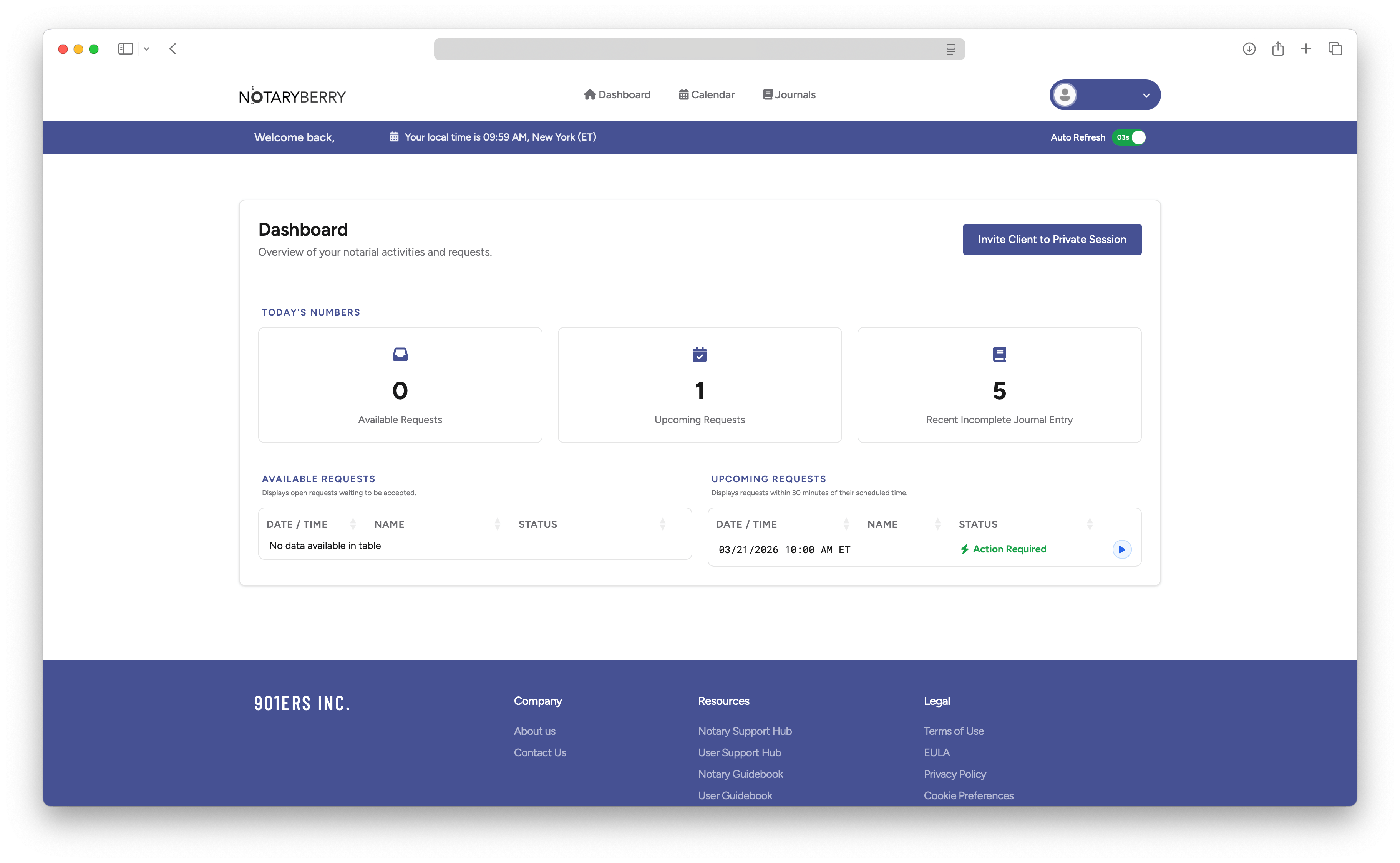 Accept notary session