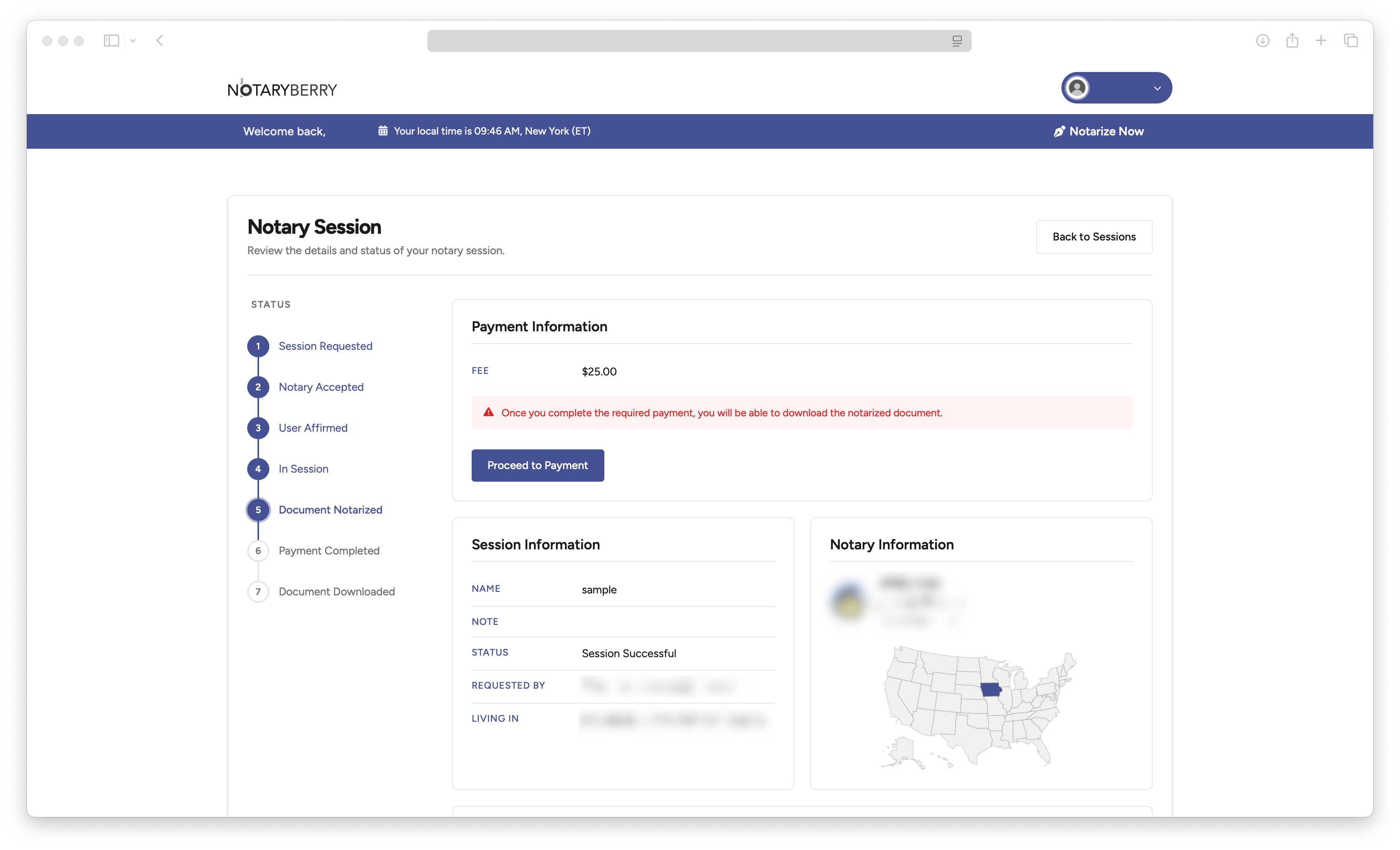 Receive notarized document